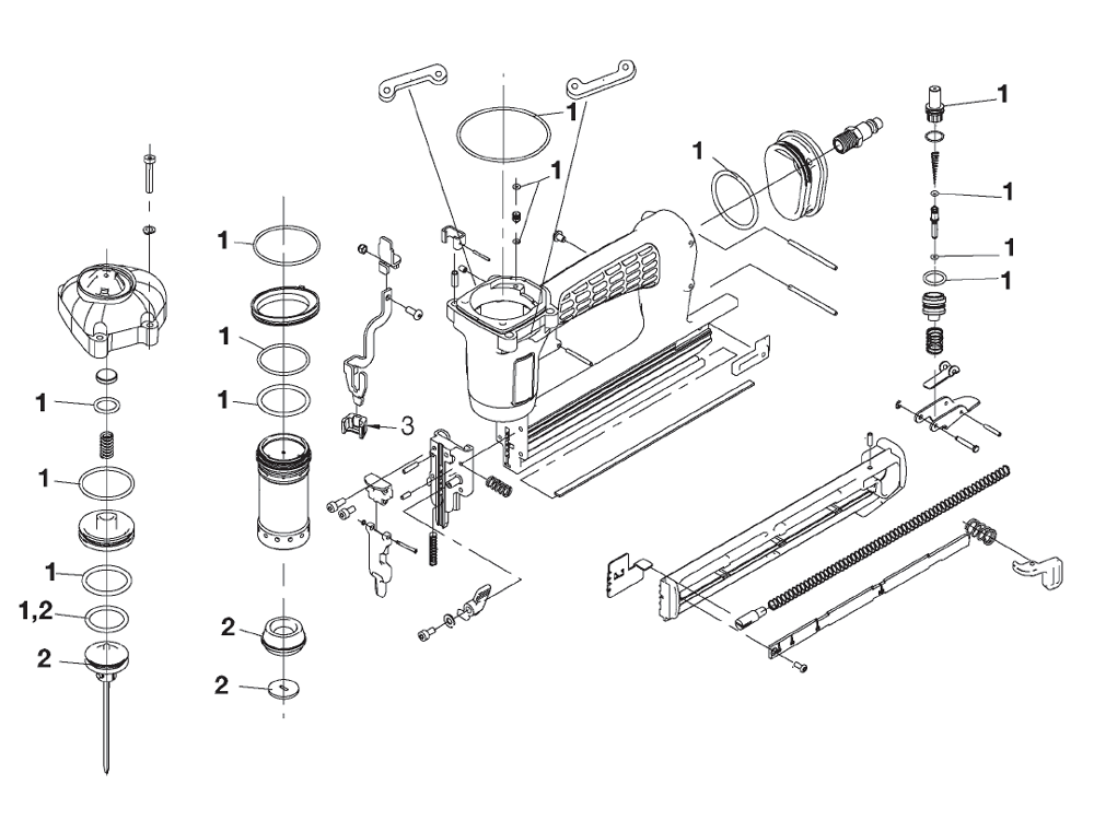 Fig-0 Diagram and Parts List for EBN200 Type-1 Porter Cable Nailer